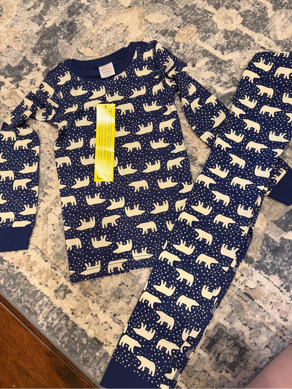 Hanna Andersson Navy Polar Bear Pajama Set with Cream Print